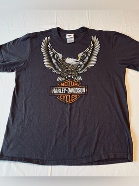 Harley Davidson Kandahar Afghanistan Military Sales Eagle Graphic Tee Large